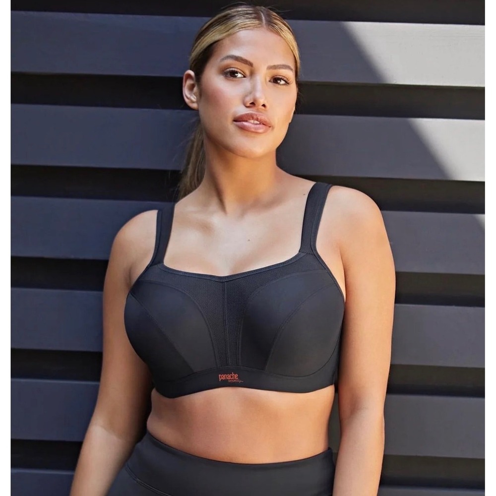 Panache Sport 5021 Underwire Sports Bra Black High Impact Supportive Size 40E